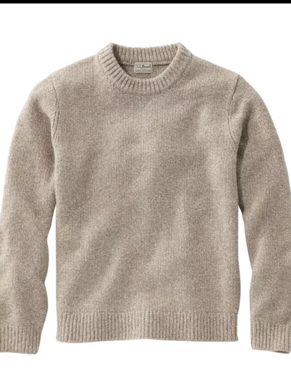 L.L.Bean Men's Classic Ragg Crewneck Natural 100% Lambswool Sweater Large